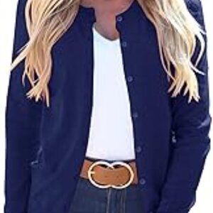 WOMEN'S BLUE KNIT CARDIGAN